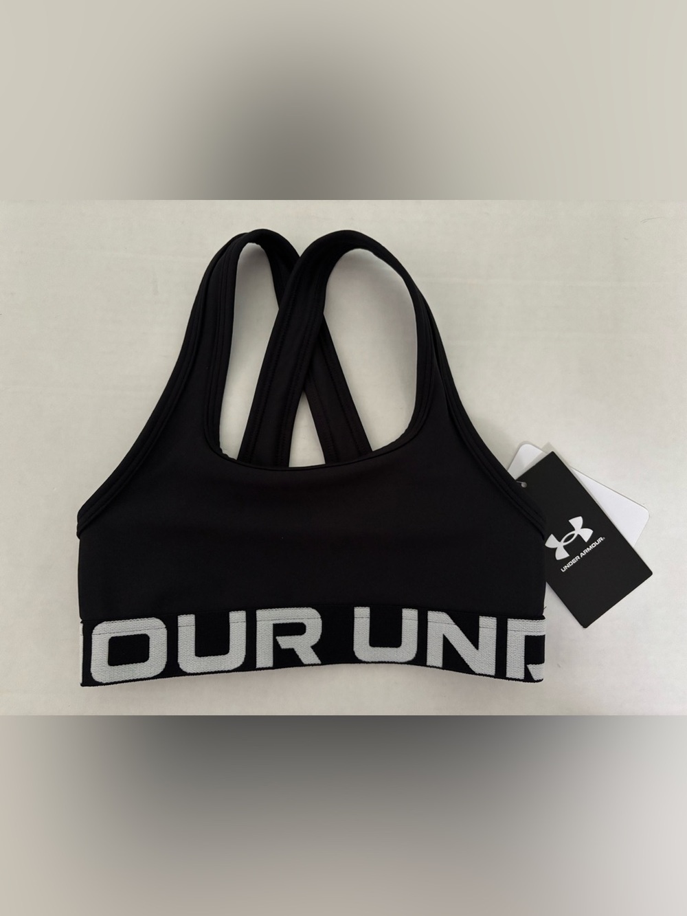 New! Under Armour Kids Crossback Mid-Impact Sports Bra black